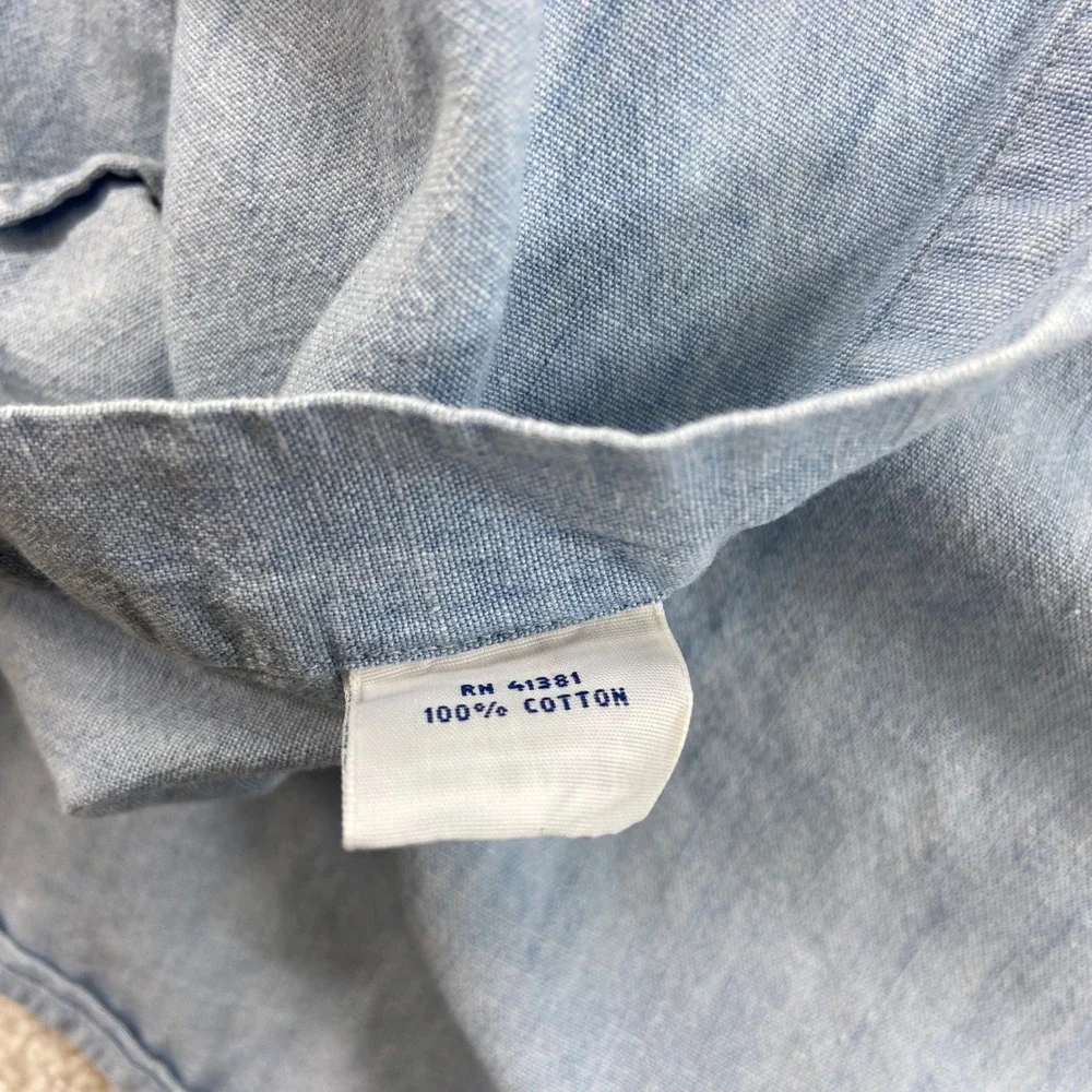 Polo Ralph Lauren Shirt Mens 2XLT Blue Indigo Chambray Short Sleeve Button Down